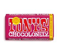 Tony's Chocolonely Milk Caramel Biscuit Chocolate Bar - 180g, Milk Chocolate, Gift, Vegetarian - Belgian Fairtrade Chocolate