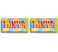 Tony's Chocolonely Milk Chocolate Rice Crispy Caramel Bar - 180g, Milk Chocolate, Gift, Vegetarian - Belgian Fairtrade Chocolate (Pack of 2)