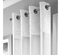 Tony's Textiles Elegant Madeira Ring Top Voile Curtain Panel - White (53" Wide x 90" Drop)