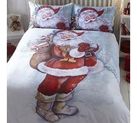 Tony's Textiles Father Christmas Santa Claus Snow Quilt Duvet Cover Bedding Set (Super King)