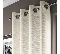 Tony's Textiles Glitter Sparkle Ring Top Voile Curtain Panel - Cream (Adele 55" W x 54" D)