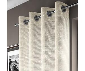 Tony's Textiles Glitter Sparkle Ring Top Voile Curtain Panel - Cream (Adele 55" W x 54" D)