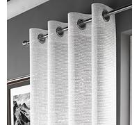 Tony's Textiles Glitter Sparkle Ring Top Voile Curtain Panel - White (Adele 55" W x 54" D)