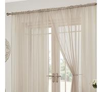 Tony's Textiles Lucy Slot Top Pair of Voile Curtains - Natural Cream (57" Wide x 48" Drop)