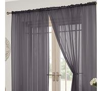 Tony's Textiles Lucy Slot Top Pair of Voile Curtains - Silver Grey (57" Wide x 72" Drop)