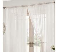 Tony's Textiles Lucy Slot Top Pair of Voile Curtains - White (57" Wide x 48" Drop)