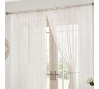 Tony's Textiles Lucy Slot Top Pair of Voile Curtains - White (57" Wide x 81" Drop)