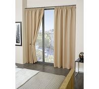 Tony's Textiles Luxury Thermal Supersoft Blackout Curtains Natural/Cream 45" x 54" (114cm x 137cm)