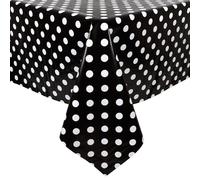 Tony's Textiles Polkadot Black and White Plastic Tablecloth Wipe Clean Pvc Vinyl Outdoor Kitchen Party (180 x 137cm)