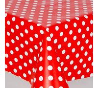Tony's Textiles Polkadot Red and White Plastic Tablecloth Wipe Clean Pvc Vinyl Outdoor Kitchen Party (180 x 137cm)