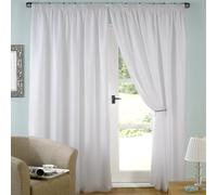Tony's Textiles White Lined Voile Curtains (66" Wide x 72" Drop)
