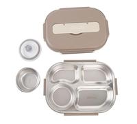 Tonysa 1500ml 316 Stainless Steel Lunch Box with Compartments, Includes Soup Bowl, Spoon, Chopsticks - Leakproof & Microwave Safe, Portable Food Container for Work, Office, Travel, School (Coffee