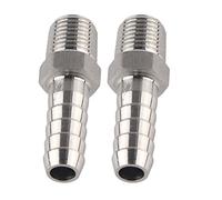 Tonysa 2PCS 1/4in BSPT Male Connector Quick Coupling for Pneumatic Equipment High Efficiency Stainless Steel Barb Joint (BSPT1/4-10mm)