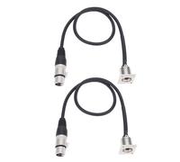Tonysa 2PCS XLR Pass Through Cables, Male Panel Mount to Female Connector 3 Pin D Type XLR Cable for Stage Box Patch Panel Floor Box 2FT (Silver)