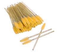 Tonysa Disposable Eyelash Brush, Flexible Brush Head (Yellow) | 50 pcs, nylon material, easy to carry, spiral design, portable for travel
