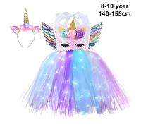 Tonysa Girl Sparkling LED Light Sequin Dress with Wings & Headband, Multicolor Costume for Festivals, Nylon Material (Tonysakibgxaq24r-221025KM74-4)