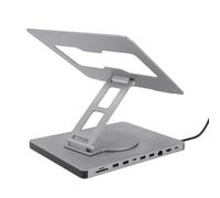 Tonysa Laptop Docking Station Stand for Laptops, with 10 in 1 USB C Hub, 360° Rotating Adjustable Foldable Aluminum Alloy Laptop Riser for All 10 to 17" Laptops