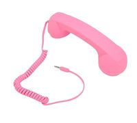 Tonysa Retro Wired Cell Phone Handset with 3.5mm Plug, Radiation Proof Telephone Receiver for Smartphone & Computer, Adjustable Volume One Button Operation, 9ft Coiled Cord Hands-Free (Pink)
