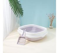 Tonysa Semi Enclosed Cat Litter Pan with Unique Design Helps Cats Move Freely Premium PP Material No Peculiar Smell Suitable for of Most Breeds Litter Basin 10pcs Pack (S)