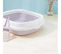 Tonysa Semi Enclosed Cat Litter Pan with Unique Design Helps Cats Move Freely Premium PP Material No Peculiar Smell Suitable for of Most Breeds Litter Basin 10pcs Pack (L)