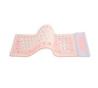 Tonysa Silicone Keyboard, Waterproof Dustproof Silent Bright Color Portable Soft Comfortable, 107 Keys, 2.4G Interface Device, for Office Home Business (Pink)