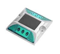 Tonysa Solar Power LED Ground Lights for Driveway Road Highway - Yellow, Red, Green, Blue - Durable Aluminium - 4.1x4.1in - for Vehicle and Pedestrian Safety (Green)