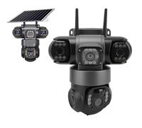 Tonysa Triple Lens Solar Security Camera, 3 HD Lenses 10x Zoom 270° Horizontal 90° Vertical Rotation, with 2 Way Audio Motion Detection, for Home Security Outdoor Monitoring