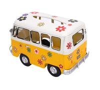Tonysa Vintage Bus Shaped Iron Tissue Box Holder for Standard Square Tissues, Retro Home Decor & Desk Accessory (Yellow)