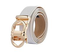 Tonywell White Belt Men, Ratchet Belt with Designer Buckle Cut to Fit