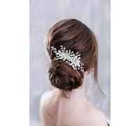 TONZN Flower headband wedding hair accessories rhinestone flower bridal headdress hair comb hairpin wedding headdress (silver 2)