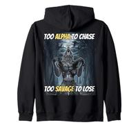 Too Alpha To Chase Too Savage To Lose Funny Alpha Wolf Meme Zip Hoodie