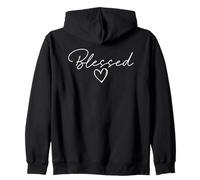 Too Blessed To Be Stressed Positive Good Vibes Zip Hoodie