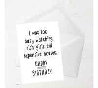 Too Busy...Happy Belated Birthday Greetings Card - Large Card