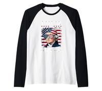 Too Cool For British Rule American Flag Raglan Baseball Tee