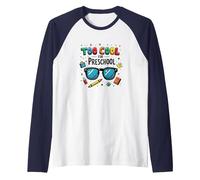 Too Cool for Preschool Playful Kids Back to School Fun Raglan Baseball Tee, Men, Navy/White, XXL