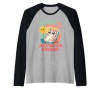 Too Cool for The Summer Just Kitten Around Cute Kawaii Cat Raglan Baseball Tee