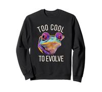 Too Cool To Evolve | Funny Colorful Frog with Sunglasses Sweatshirt