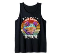 Too Cool to Evolve | Funny Colorful Frog with Sunglasses Tank Top