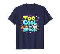 Too Cool to Spook - Funky Halloween Ghost & Pumpkins T-Shirt, Men, Navy, 3XL