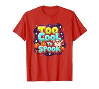 Too Cool to Spook - Funky Halloween Ghost & Pumpkins T-Shirt, Men, Red, S
