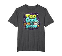 Too Cool to Spook - Funky Halloween Ghost & Pumpkins T-Shirt, Men's Big and Tall, Dark Heather Grey, 6X Tall