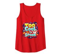 Too Cool to Spook - Funky Halloween Ghost & Pumpkins Tank Top, Women, Red, S
