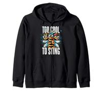 Too Cool to Sting. Bold, Unbothered. The bee gang. Zip Hoodie