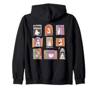 Too Cozy To Haunt Cute Ghost Windows Halloween Spooky Season Zip Hoodie