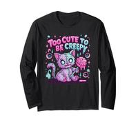Too Cute To Be Creepy Scary Kitty Funny Kawaii Pastel Boo Long Sleeve T-Shirt