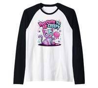 Too Cute To Be Creepy Scary Kitty Funny Kawaii Pastel Boo Raglan Baseball Tee