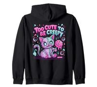 Too Cute To Be Creepy Scary Kitty Funny Kawaii Pastel Boo Zip Hoodie