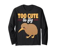 Too Cute to Fly Kiwi Bird Flightless Cute Kiwi Long Sleeve T-Shirt