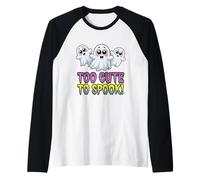 Too Cute to Spook Adorable Ghost Halloween Design Raglan Baseball Tee