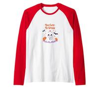 Too Cute to Spook Adorable Ghost Nurse Halloween Raglan Baseball Tee, Men, Red/White, S